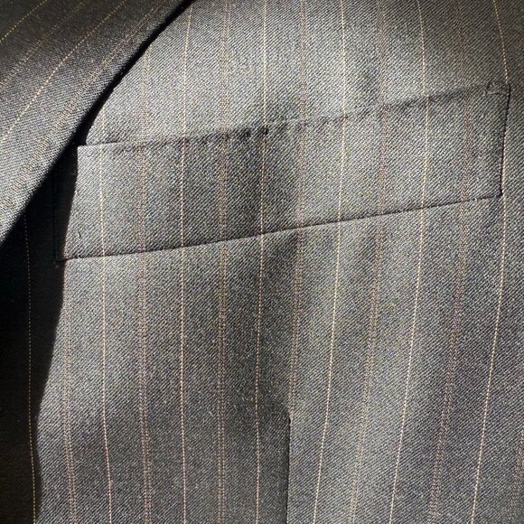 CANALI Super 120s 100% Wool 2-Piece Suit Jacket Coat & Pants Black Gold Stripe - Picture 3 of 7